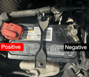 How to jump start a car battery - battery and terminals