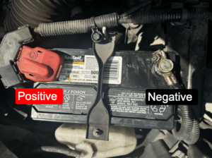 How to jump start a car battery - battery and terminals